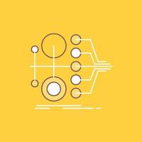 monetization. finance. money. transfer. value Flat Line Filled Icon. Beautiful Logo button over yellow background for UI and UX. website or mobile application vector