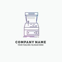 Arcade. console. game. machine. play Purple Business Logo Template. Place for Tagline vector