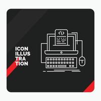 Red and Black Creative presentation Background for Code. coding. computer. monoblock. screen Line Icon vector