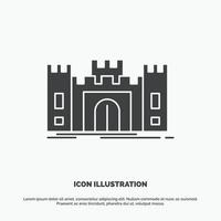 Castle. defense. fort. fortress. landmark Icon. glyph vector gray symbol for UI and UX. website or mobile application