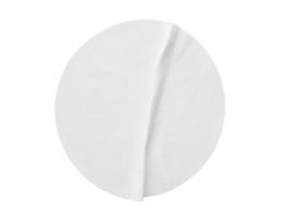 Blank white round paper sticker label isolated on white background photo