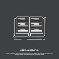 libro. educación. lección. icono de estudio. símbolo de vector de línea para ui y ux. sitio web o aplicación móvil