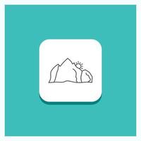 Round Button for hill. landscape. nature. mountain. scene Line icon Turquoise Background vector