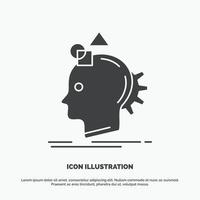 imaginación. imaginativo. imaginar. ocurrencia. icono de proceso. símbolo gris vectorial de glifo para ui y ux. sitio web o aplicación móvil vector