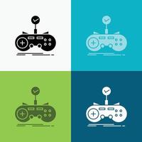 Check. controller. game. gamepad. gaming Icon Over Various Background. glyph style design. designed for web and app. Eps 10 vector illustration