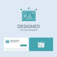 interface. website. user. layout. design Business Logo Glyph Icon Symbol for your business. Turquoise Business Cards with Brand logo template. vector