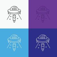 alien. space. ufo. spaceship. mars Icon Over Various Background. Line style design. designed for web and app. Eps 10 vector illustration