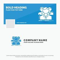 Blue Business Logo Template for group. multiplayer. people. team. online. Facebook Timeline Banner Design. vector web banner background illustration