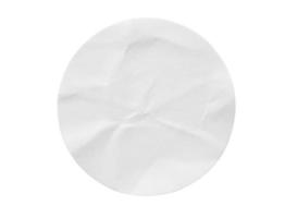 Blank white round paper sticker label isolated on white background photo