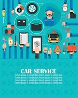 Car service online call flat design with wrecker car and mechanic.lorem ipsum is simply text vector