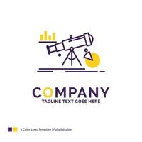 Company Name Logo Design For Analytics. finance. forecast. market. prediction. Purple and yellow Brand Name Design with place for Tagline. Creative Logo template for Small and Large Business. vector