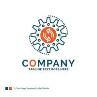 management. process. production. task. work Logo Design. Blue and Orange Brand Name Design. Place for Tagline. Business Logo template. vector
