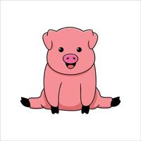 pig cartoon design illustration. cute farm animal icon, sign and symbol. vector