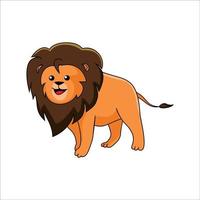 linda ilustración de diseño de dibujos animados de león. icono, signo y símbolo de animales salvajes vector