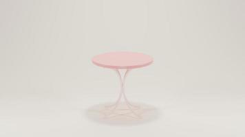 Round pastel modern minimal table set with chairs. mock up minimal interior design concept with copy space 3d rendering 3d illustration. photo