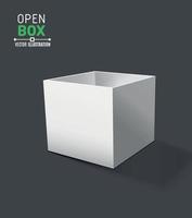 Grey open box with realistic shadows on dark background vector