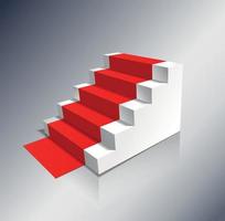 Stairs isolated on white background with red carpet. Steps. vector