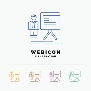 presentación. empresario. cuadro. grafico. plantilla de icono web de línea de color de progreso 5 aislada en blanco. ilustración vectorial vector