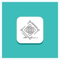 Round Button for Complex. global. internet. net. web Line icon Turquoise Background vector