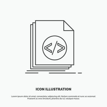 Code. coding. file. programming. script Icon. Line vector gray symbol for UI and UX. website or mobile application