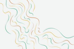 Minimalist dynamic orange and green liquid gradient lines illustration on white background with dot decorative elements vector