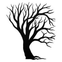 vector de árbol de halloween, árbol seco sin hoja, árbol aterrador, árbol de silueta en color negro