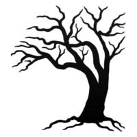 vector de árbol de halloween, árbol seco sin hoja, árbol aterrador, árbol de silueta en color negro