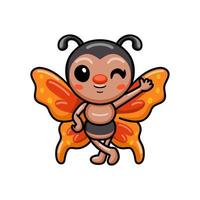 Cute little butterfly cartoon waving hand vector