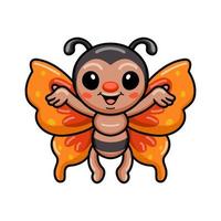 Cute little butterfly cartoon raising hands vector