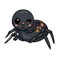 Cute little black spider cartoon vector