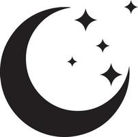 moon stars icon. Moon star night sign. Crescent moon with stars at night vector