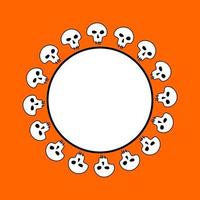 banner de calavera de halloween redondo con lugar para texto. diseño de marco de halloween. fragmentos en un círculo vector