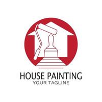 logo icon illustration house paint with a blend of brushes and rollers for house wall paint design, minimalist house, painting, interior, building, property business, wallpaper, vector concept