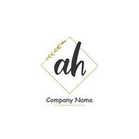 AH Initial handwriting and signature logo design with circle. Beautiful design handwritten logo for fashion, team, wedding, luxury logo. vector