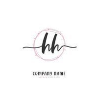 HH Initial handwriting and signature logo design with circle. Beautiful design handwritten logo for fashion, team, wedding, luxury logo. vector