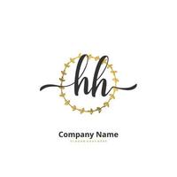 HH Initial handwriting and signature logo design with circle. Beautiful design handwritten logo for fashion, team, wedding, luxury logo. vector