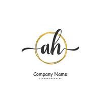 AH Initial handwriting and signature logo design with circle. Beautiful design handwritten logo for fashion, team, wedding, luxury logo. vector