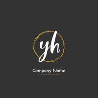 YH Initial handwriting and signature logo design with circle. Beautiful design handwritten logo for fashion, team, wedding, luxury logo. vector