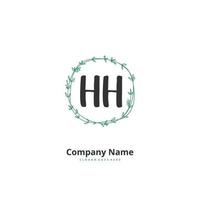 hh escritura a mano inicial y diseño de logotipo de firma con círculo. hermoso diseño de logotipo escrito a mano para moda, equipo, boda, logotipo de lujo. vector