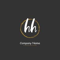 HH Initial handwriting and signature logo design with circle. Beautiful design handwritten logo for fashion, team, wedding, luxury logo. vector