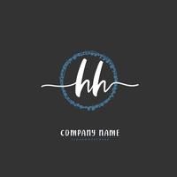 hh escritura a mano inicial y diseño de logotipo de firma con círculo. hermoso diseño de logotipo escrito a mano para moda, equipo, boda, logotipo de lujo. vector