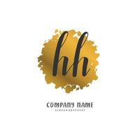 HH Initial handwriting and signature logo design with circle. Beautiful design handwritten logo for fashion, team, wedding, luxury logo. vector