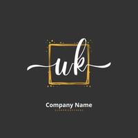 WK Initial handwriting and signature logo design with circle. Beautiful design handwritten logo for fashion, team, wedding, luxury logo. vector