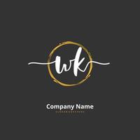 WK Initial handwriting and signature logo design with circle. Beautiful design handwritten logo for fashion, team, wedding, luxury logo. vector