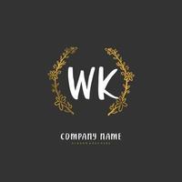 wk escritura a mano inicial y diseño de logotipo de firma con círculo. hermoso diseño de logotipo escrito a mano para moda, equipo, boda, logotipo de lujo. vector