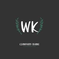 WK Initial handwriting and signature logo design with circle. Beautiful design handwritten logo for fashion, team, wedding, luxury logo. vector