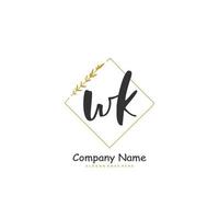 WK Initial handwriting and signature logo design with circle. Beautiful design handwritten logo for fashion, team, wedding, luxury logo. vector