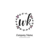 WK Initial handwriting and signature logo design with circle. Beautiful design handwritten logo for fashion, team, wedding, luxury logo. vector