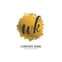 wk escritura a mano inicial y diseño de logotipo de firma con círculo. hermoso diseño de logotipo escrito a mano para moda, equipo, boda, logotipo de lujo. vector