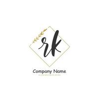 RK Initial handwriting and signature logo design with circle. Beautiful design handwritten logo for fashion, team, wedding, luxury logo. vector